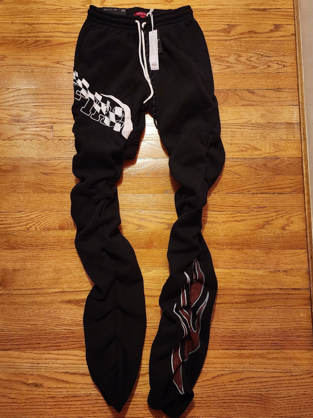 Smoke Rise Red Black Sweats with Black and White Drawcords